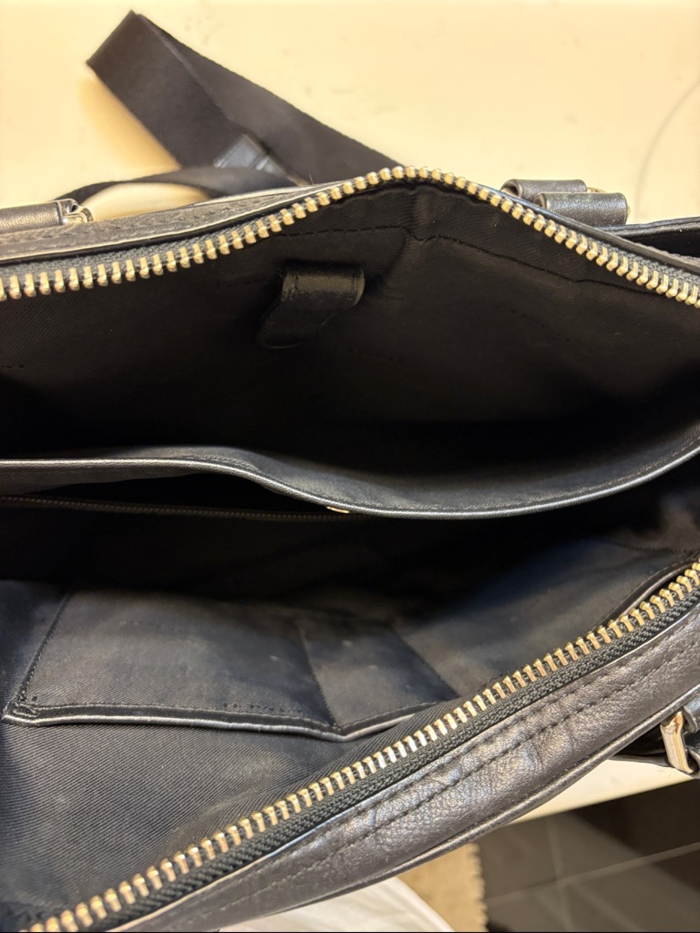 Coach Black Embossed Signature Leather Laptop Briefcase with Strap - Picture 2 of 7